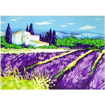 

Painting By Numbers DIY Dropshipping 50x65 60x75cm Lavender Manor purple Scenery Canvas Wedding Decoration Art picture Gift