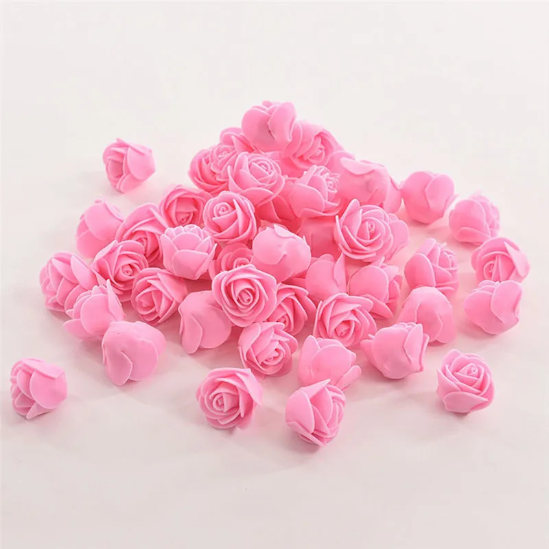 

50pcs Mini PE Foam Rose Artificial Flowers For Wedding Car Decoration DIY Pompom Wreath Decorative Valentine's day Fake Flowers