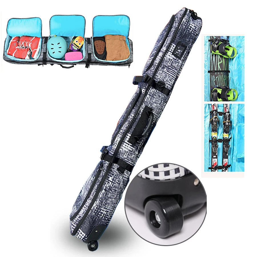 

Skiing Snowboard Bag Wheels 146 156 166cm Anti Scartch Monoboard Plate Protective Case Dumpling Ski Board Backpack Shoulder Bag