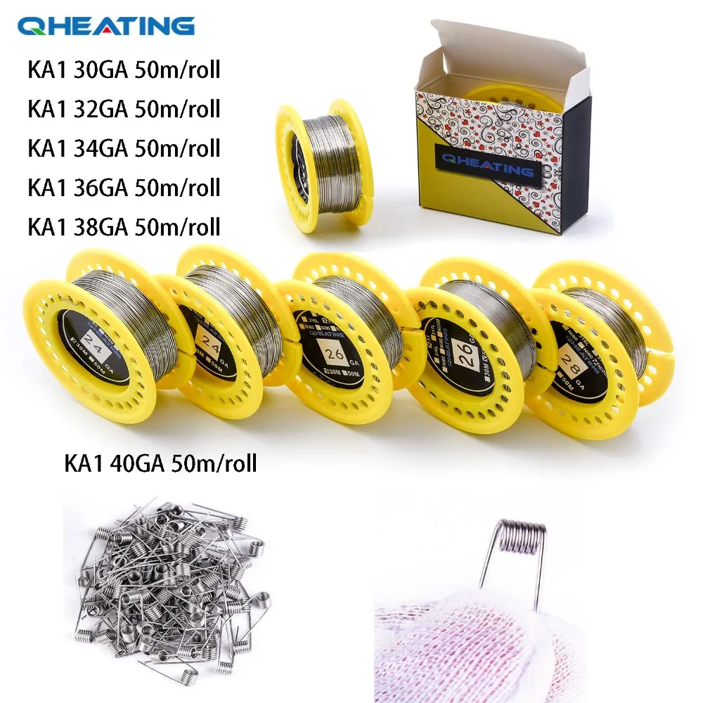 

Hot selling Qheating KA1 30GA/32GA/34GA/36GA 50m/roll Heating Wires Prebuilt Coils DIY RDA RTA RBA Atomizers to Vape