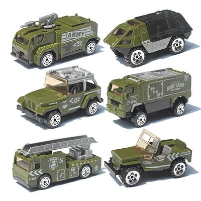 Сплав автомобиль набор 1: 87 пожарная военная модель автомобиля моделирования Танк самолет машина детская карманная игрушка автомобиль подарок мальчик игрушки - Color: 6pcs