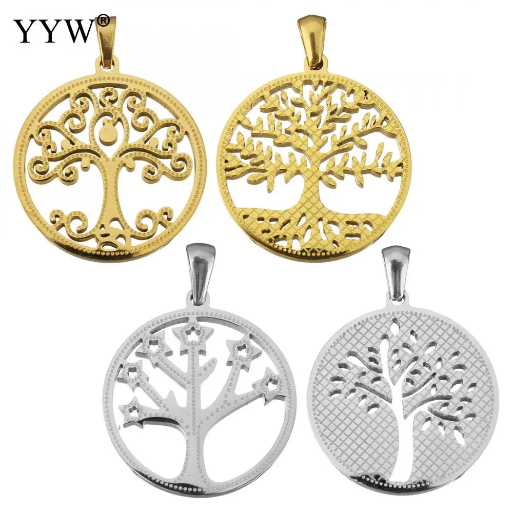 

Pendants Tree of Life Stainless Steel Pendants Gold & Original Color Pendant for Women Men Necklace Jewelry Making Finding DIY