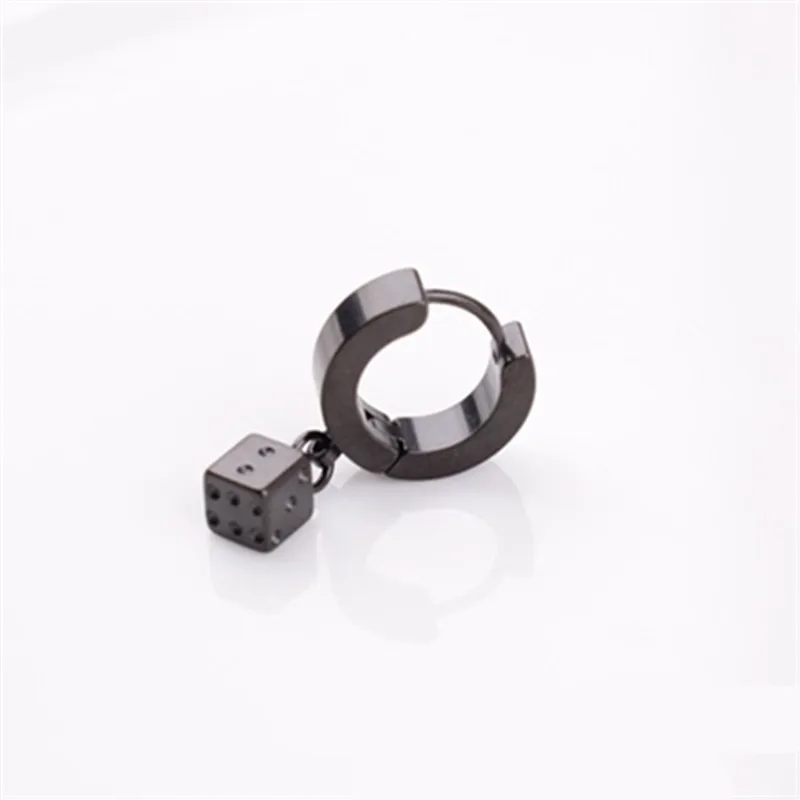 

KPOP Korean men 1 Pcs Square Pendant Stud earring for Men Women Cool Lightning Dice Dangle Stainless Steel Piercing Jewelry