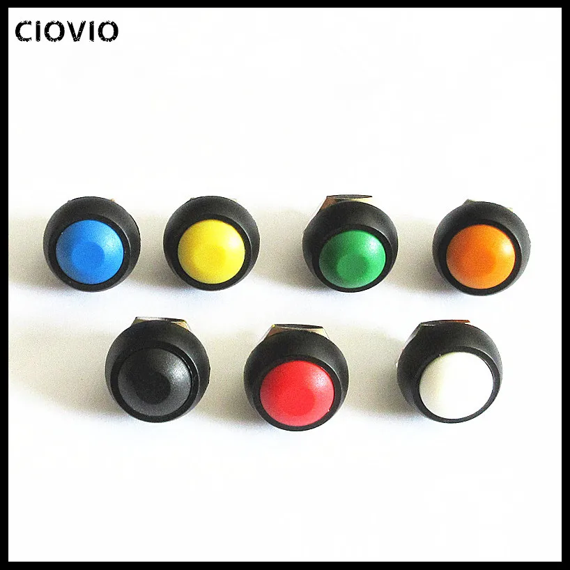 

CIOVIO 7 colors small button switch waterproof switch self-reset PBS-33B 12MM red lock-free switch