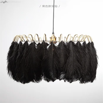 

American Style White/black Feather Chandeliers Nordic Modern Simple Living Room Bedroom Warm Creative Personality Room Lights