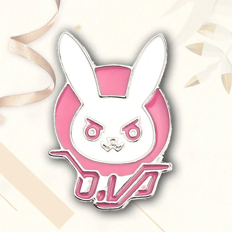 

D.va DVA Rabbit Bunny Logo Metal Pin Badge Pink Diva Bunny Hard Enamel Pin Brooch for Gamers Cosplay Prop Costume Accessory