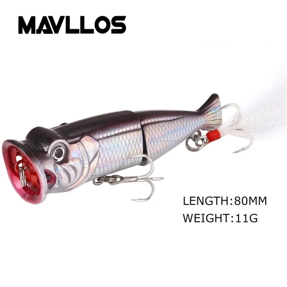  Mavllos Popper Fishing Bait Lure 80mm 11g Diving Depth 0.2-1.2m Realistic Swimming Posture Lure Uni
