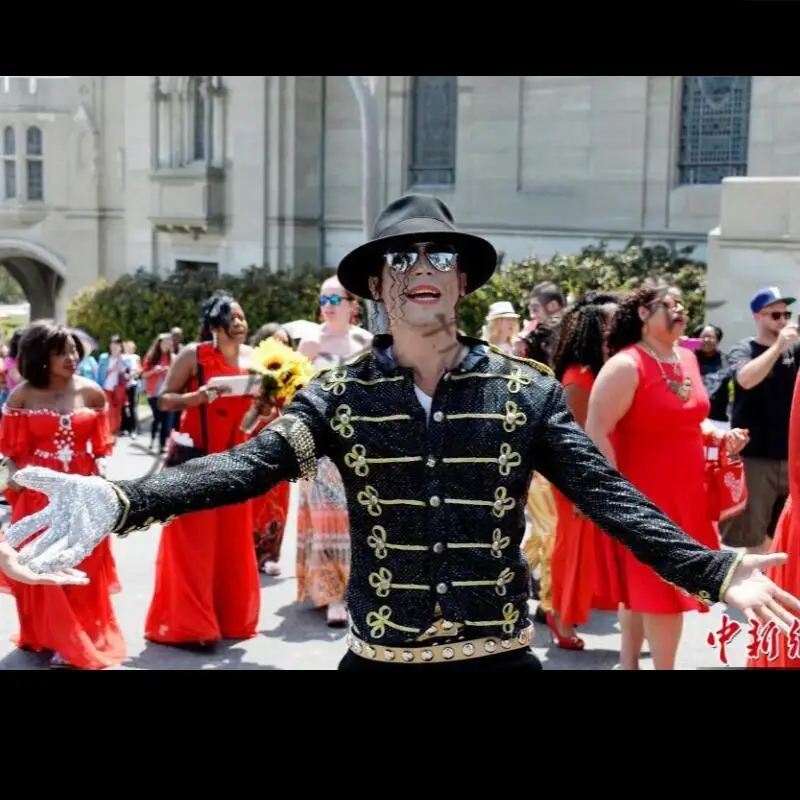 

Michael Jackson Sequined Suit Jackets Men's Singer Sequined Singer Stage Costume Nightclub Bar Male DJ Dance Wear Blazers Coat