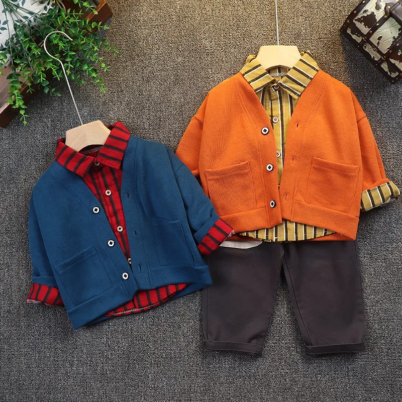 

3pcs Baby Boy Clothes Newborn Baby Clothes 2019 Autumn Winter Baby Boys Clothes Cardigan+T-shirt+Pants 3pcs Outfit Suit Infant C