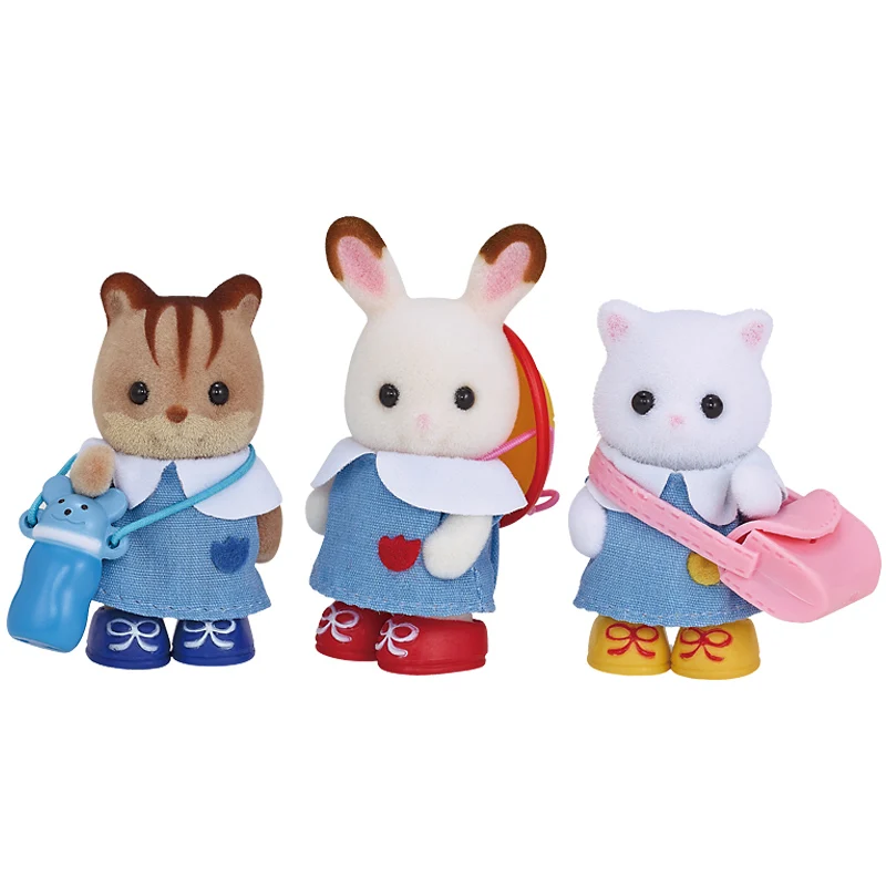 Sylvanian Families пушистый кукольный домик с животными, комплект из 3 предметов для маленьких друзей, с сумками, подарок для девочек, новинка 5262