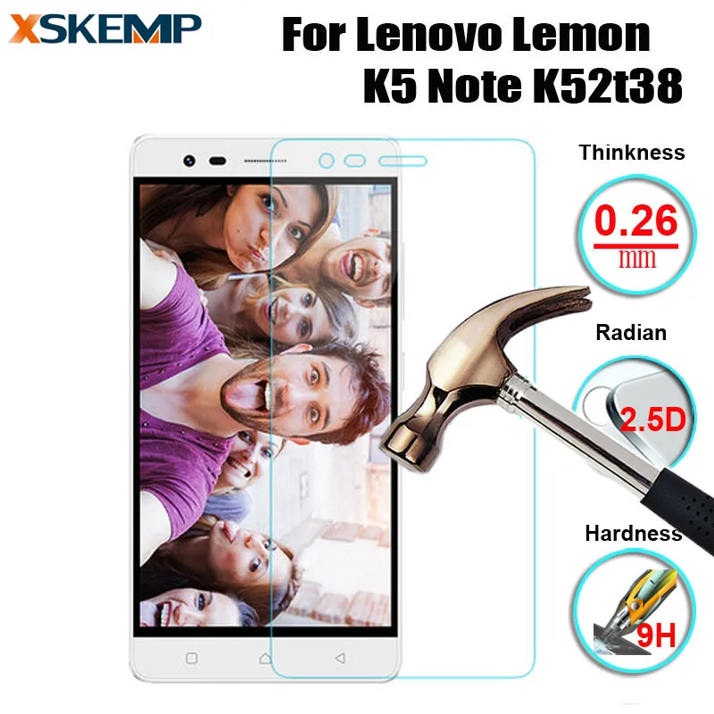 

Anti-Shatter Premium Tempered Glass For Lenovo K5 Note A7020 0.26mm Transparent No Fingerprint Ultra-thin Screen Protector Film