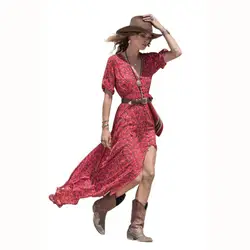Женское платье Для женщин Бохо Лето шифон Цветочные Вечерние пляжный длинный макси платье #30