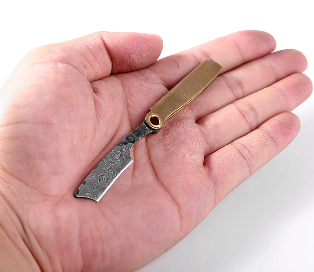 XITUO Дамаск Сталь нож для очистки овощей Ножи многофункциональный мини нарезки Тесак Ножи для овощей подвесной портативный брелок для ключей складной Ножи