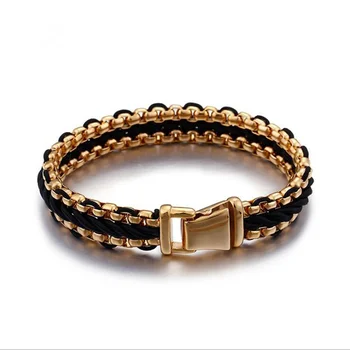 

2018 The Latest Fashion Stainless Steel Bracelet And Bangle For Men Jewelry Nylon Rope Hand Woven Leather Bracelets Pulseiras