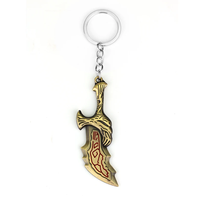 

Game God of War Kratos Blades of Chaos Keychain Kratos Bronze Demon Knife Alloy Keyring For Fans Gifts Accessories