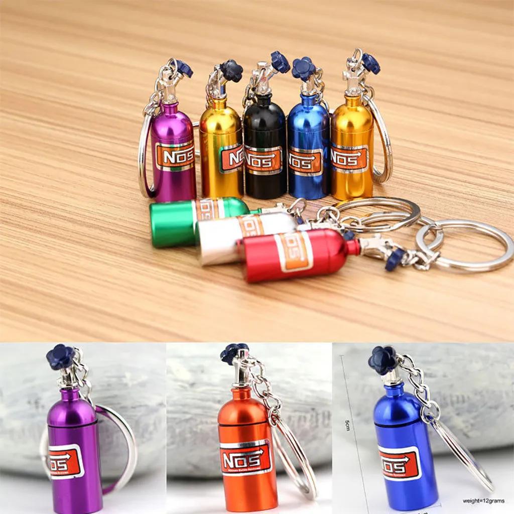 

Creative NOS Bottle keychain Keychain NOS Mini Nitrous Oxide Bottle Keyring Stash Pill Box Storage 8 Colors 3.0#