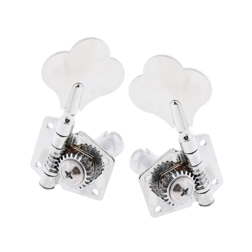 4 PCS 4R Metal String Tuning Pegs Machine Heads Tuner w/ Mounting Screws & Ferrules for Electric Bass 