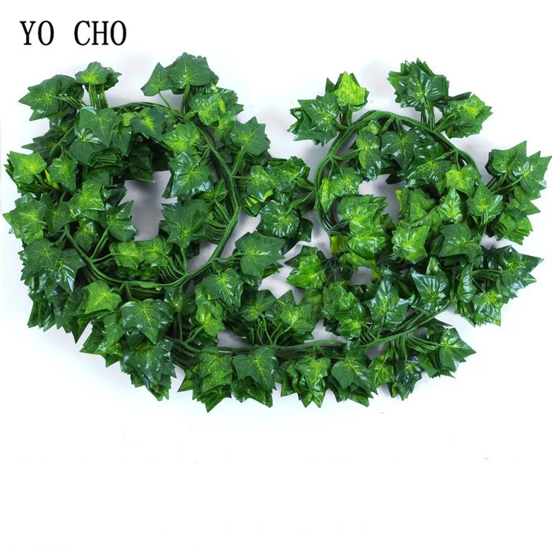 Yo Cho 9pcs Long Artificial Hanging Plants Indoor Ivy Flowers Wall Leaf