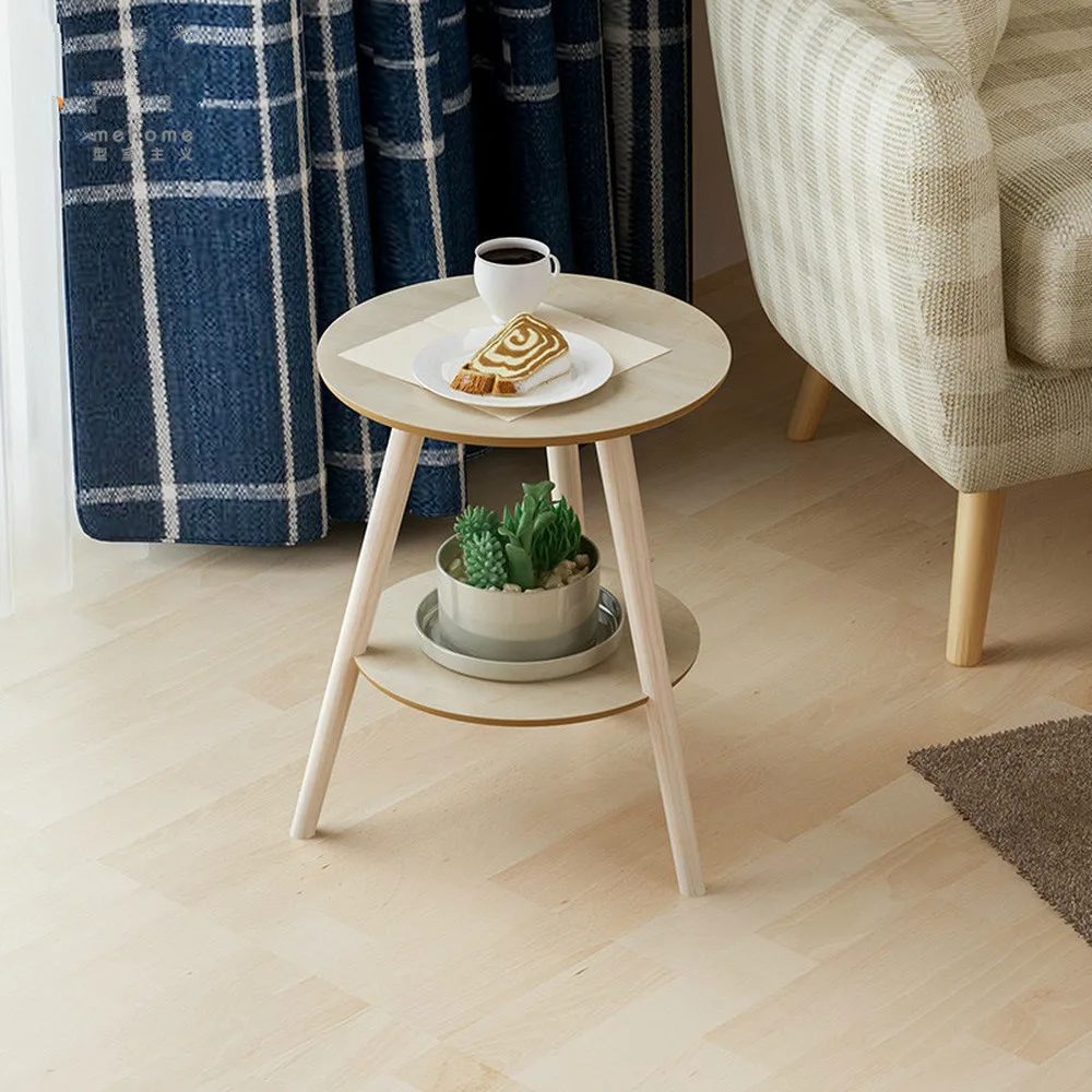 Nordic Simple Coffee Table Solid Wood Round Side Table Bedroom Mini Bedside Table European Sofa Corner LM01041134
