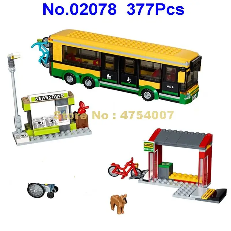 

82053 377pcs city the bus station building block 6 figures 60154 Toy