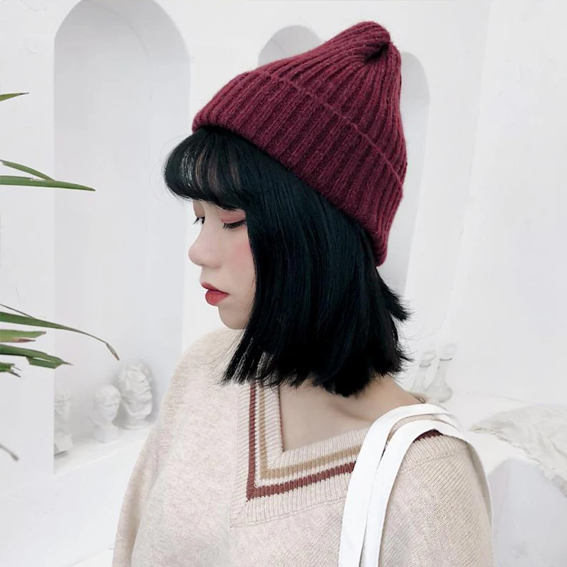 Женские и мужские шапки Skullies Beanies модные теплые унисекс эластичные вязаные