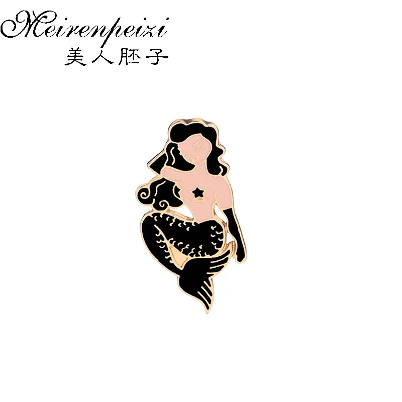 

Beautiful Woman Brooch Beach Bridal Broach Sexy Black Broach Beach Wedding Brooches Lapel Pin for Women Girl Badges