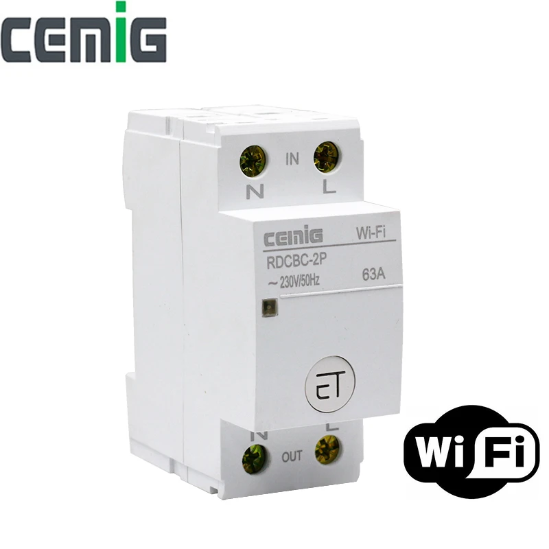 

Smart WiFi Mini Circuit Breaker MCB With Google Nest Amazon Echo and App Remotely Control Cemig RDCBC-2P