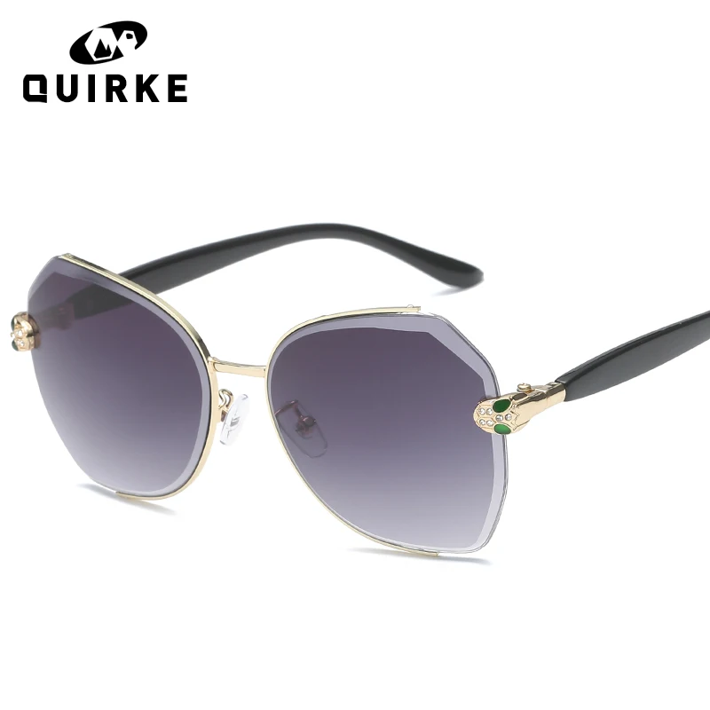 

2018 New Fashion Semi-Rimless Oversized Square Women Sunglasses Trending Brand Snake Decoration Legs Gradient Lens Sun Glass