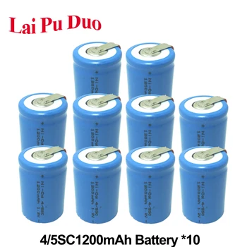 

Rechargeable 4/5SC Batteria 4/5 SubC Battery Cell 1.2V 1200mAh Ni-CD For Accumulator Power Toy Car 10 Pack Included