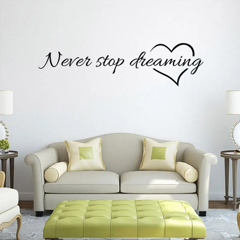 Image Waterproof Never Stop Dreaming Wall Bedroom Kitchen Home Decor Wall Sticker