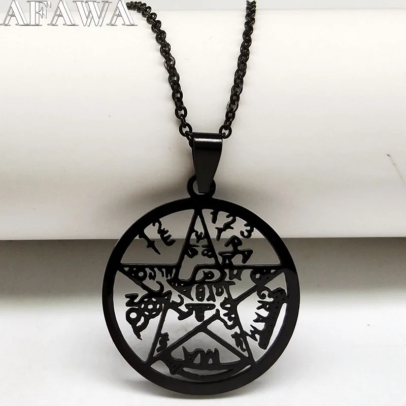 

2019 Fashion Pentacles Black Color Stainless Steel Necklace for Women Pentagram Chain Necklace Jewelry accesorios mujer N18762