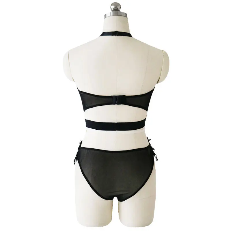 NITALY Sexy Embroidery lace Bralette Sets Women's Big Size Sheer Mesh Bralette Panties Set Halter Bra & Brief Sets Sexy Bodysuit