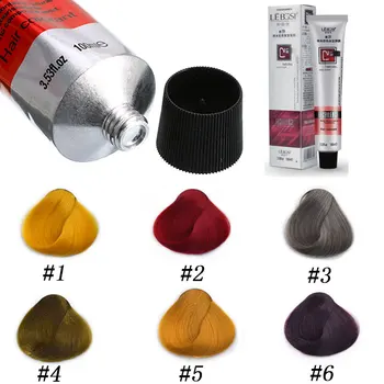 

6 Colors 100ml Hair Color Cream Bright Hair Dye Cream Unisex Hair Permanent Hair Colors Long Lasing Salon Styling Tool