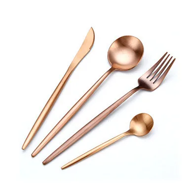 rose gold Горячая Распродажа столовый набор столовых приборов ножи вилки ложки Wester кухонные столовые приборы из нержавеющей стали домашние вечерние столовые приборы - Цвет: rose gold