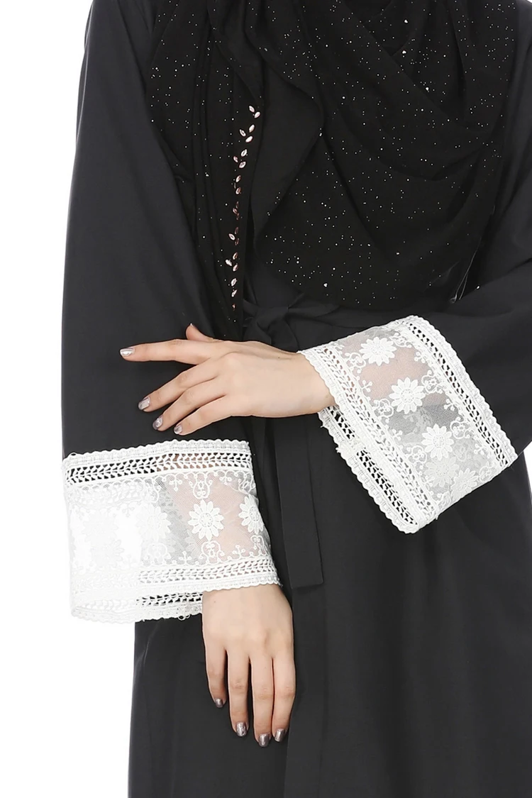 2019 Этническая кружево лоскутное Макси платье на шнуровке прозрачный длинный рукав для женщин чешские мусульманские абаи ИД ОАЭ Рамадан