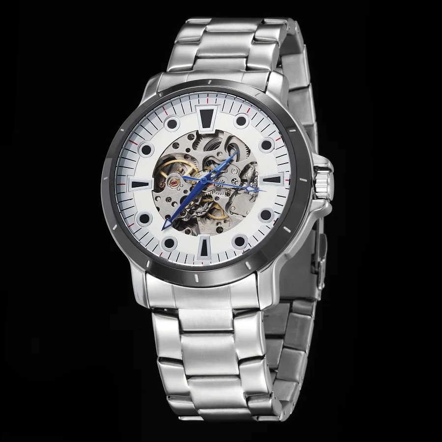 GOER brand Men s Skeleton wrist watches Luminous waterproof Machinery automatic Stainless Steel male sports Watch