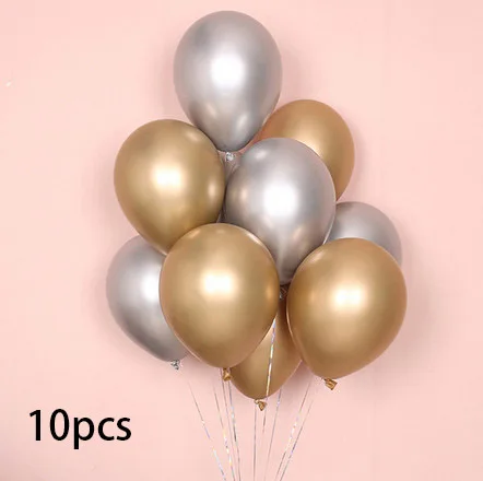 mix10pcs 10/18 шт. металлическая хромированная цвета: золотистый, серебристый воздушных шаров из латекса, прозрачный золотой конфетти шары для свадьбы и Дня Рождения Розовое Золото Вечерние Декор Balao - Цвет: mix10pcs
