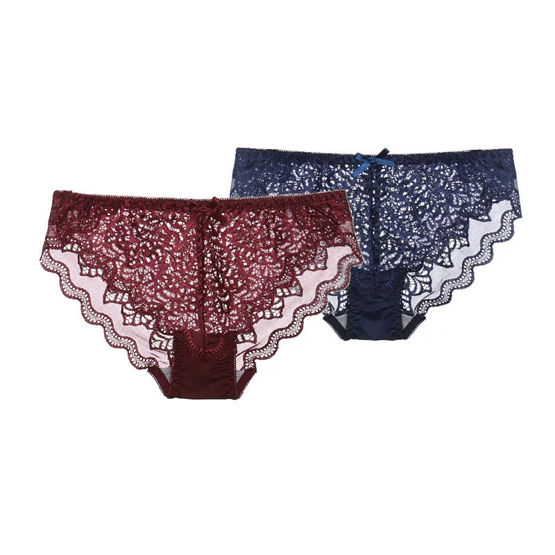RED BULE Perfering, 2 шт., кружевные трусики, хит, модное сексуальное нижнее белье, трусы, женские трусики, прозрачное женское нижнее белье, низкая талия, Т-образная спина - Цвет: RED BULE
