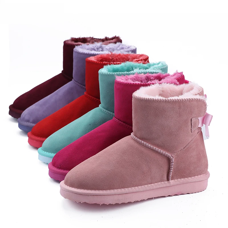 JXANG Мода Природа из натуральной кожи на меховой подкладке для девочек короткие ботильоны женская зимняя обувь; зимние сапоги на плоской подошве размеры 34–44