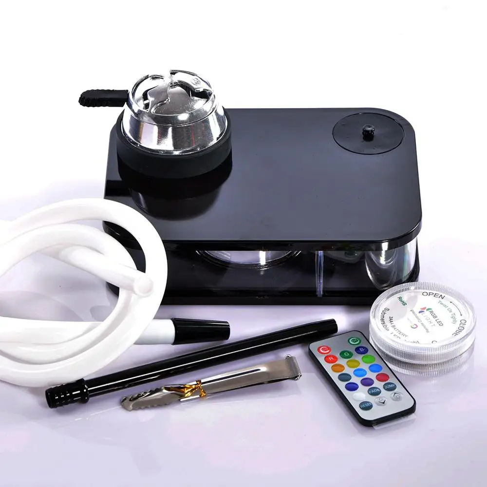 

Silicone Pipe Shisha Set Arab Hookah Set with LED Lamp Portable Square Box Acrylic Hokah Shisha Include Shisha Bowl Silicone