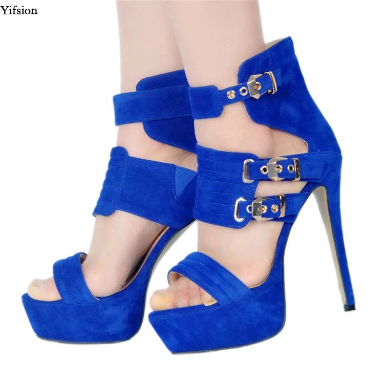 Haut Sexy La Ouvert Boucle Blue Yifsion Plate De Taille 15 Sandales Femmes forme Partie Bout Bleu Talons Stiletto 4 Nous Plus Élégant À Chaussures D0641 pw8wYq