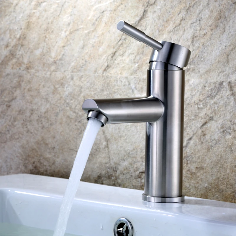 

Bathroom Single Handle Hole Hot and Cold mixer Water Mixer Taps Wash Basin Bathroom Kitchen Deck stainless steel Basin Faucet