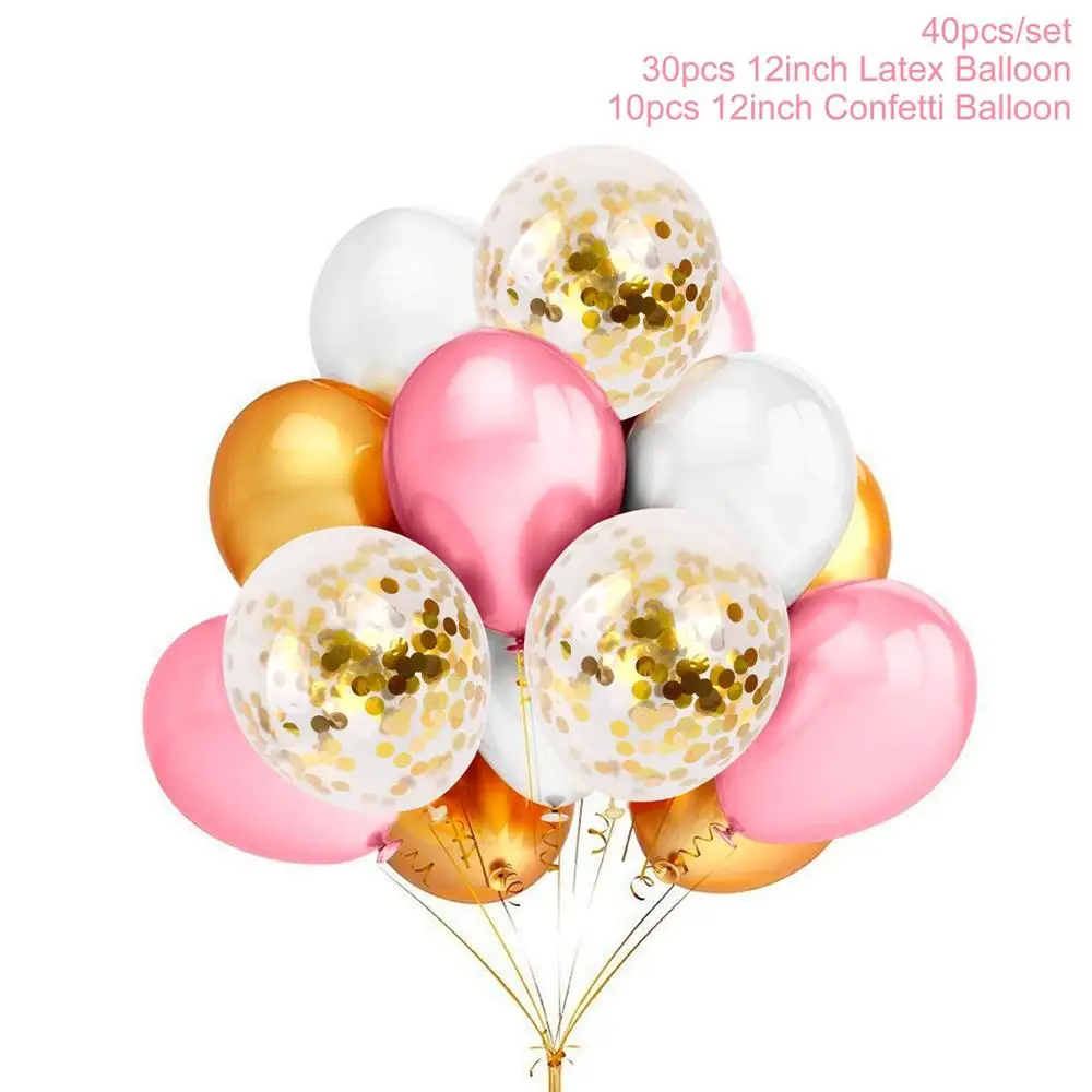 40 шт 12 дюймовые розовые шары с золотыми конфетти, воздушные шары на день рождения, свадебные украшения, Детские шары, вечерние шары - Цвет: Pink set 2