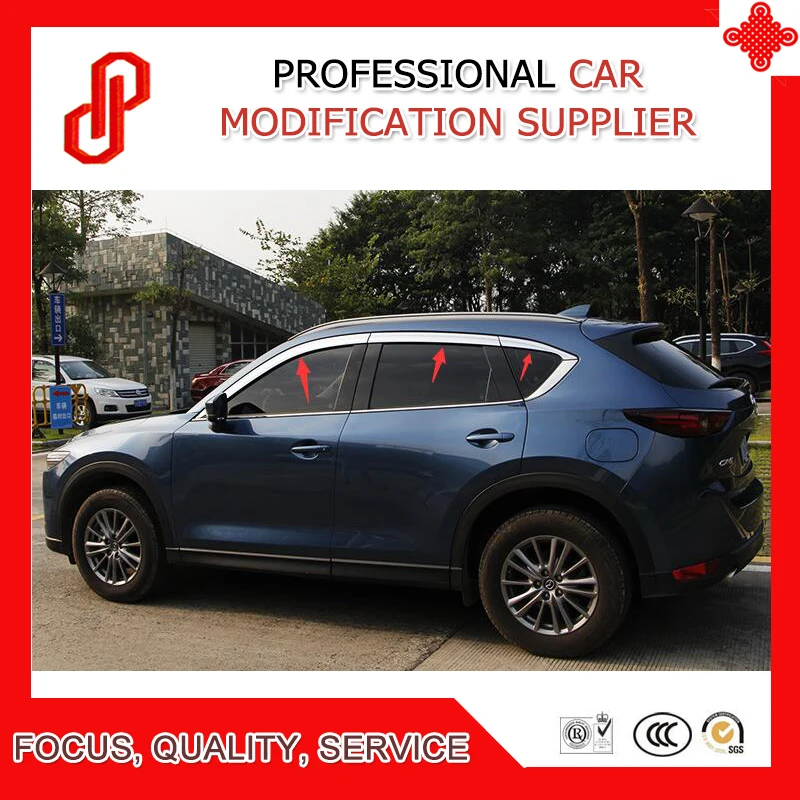 

6 pieces plating decorative trim vent shade rain sun wind deflector window visor for CX-5 CX5 2013 14 15 16 17 2018 2019