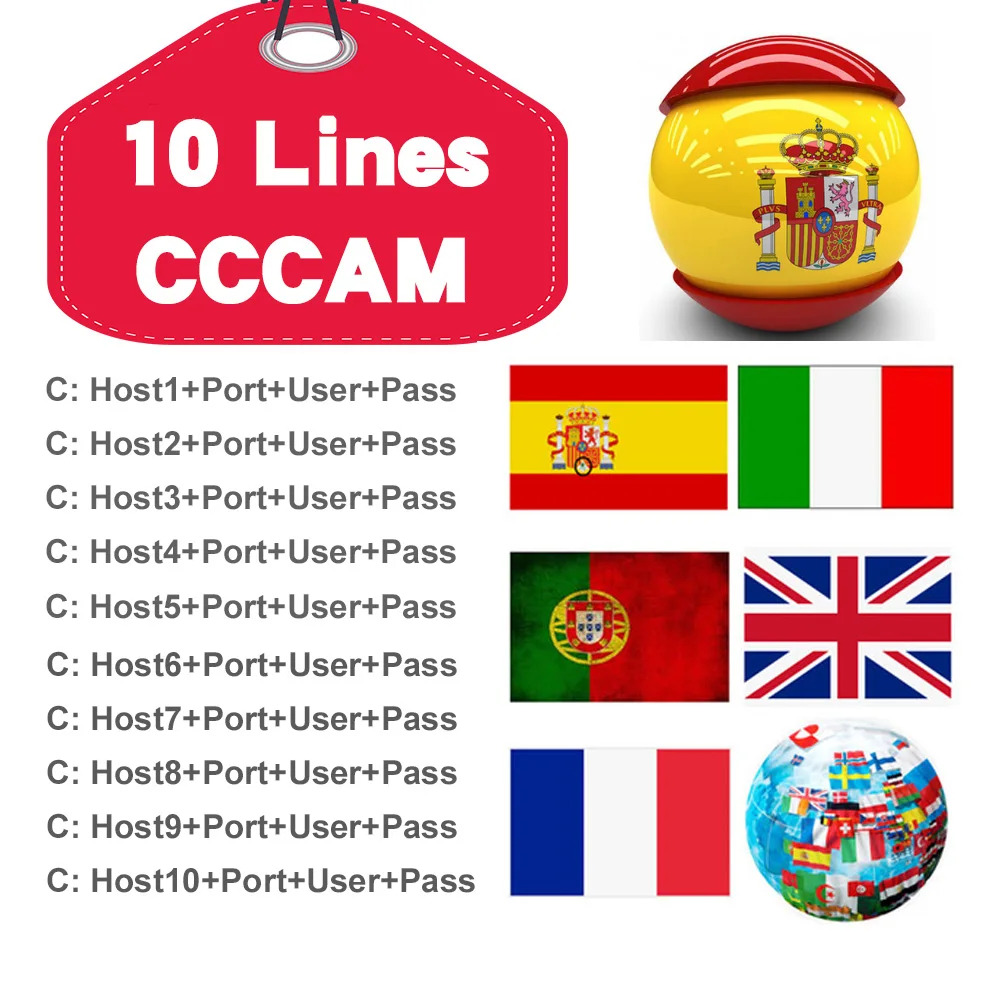 

Best stable 7 8 10 CCCAM lines 1 year CCCam Spain Poland Portugal Germany cline IKS DVB-S2 satellite tv receiver cccam service