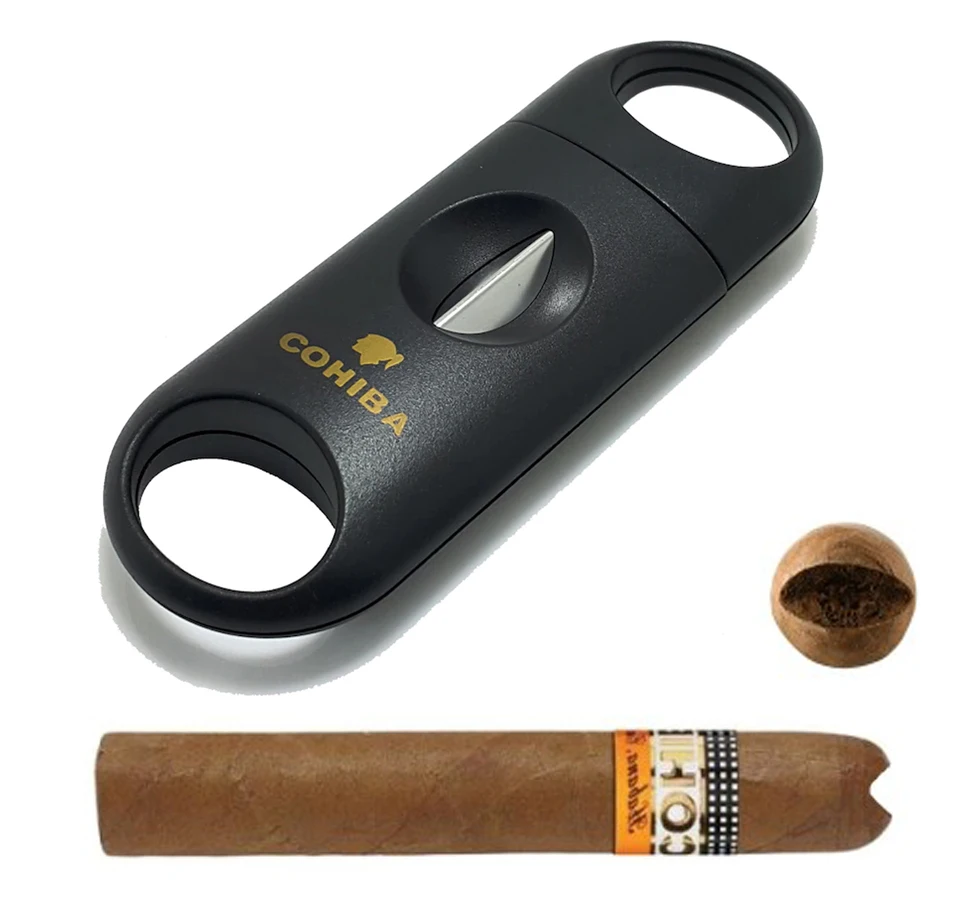 COHIBA металлический V образный нож пластиковый сигарный резак ножницы V-Cut Clipper порт Куба сигары резак Cohiba аксессуары для сигар