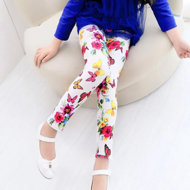 

2-7T baby girl flower leggings kids soft dress pants princess flower print leggings free shipping