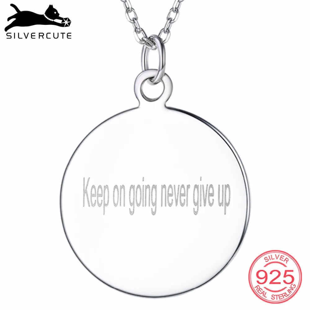 SILVERCUTE 925 пробы серебро индивидуальное подвесное ожерелье выгравировано имя Для