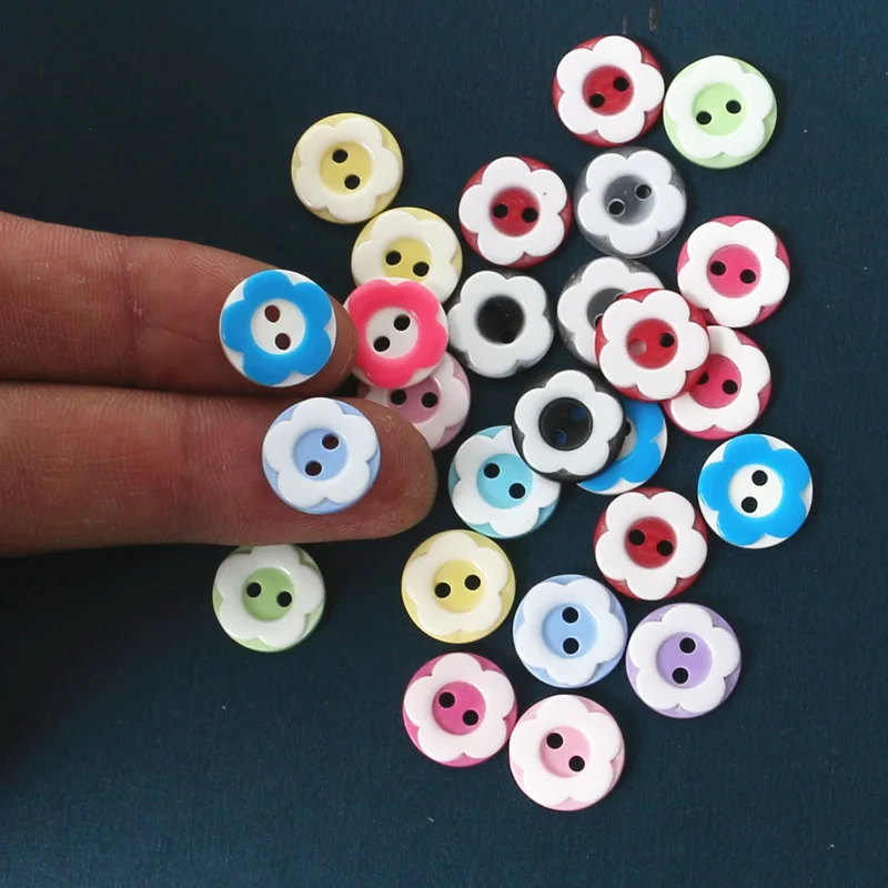 100 PCs 12mm 2-Holes Resin Button Round Flower Costura Botones Decorate Scrapbooking Buttons for Crafts | Дом и сад