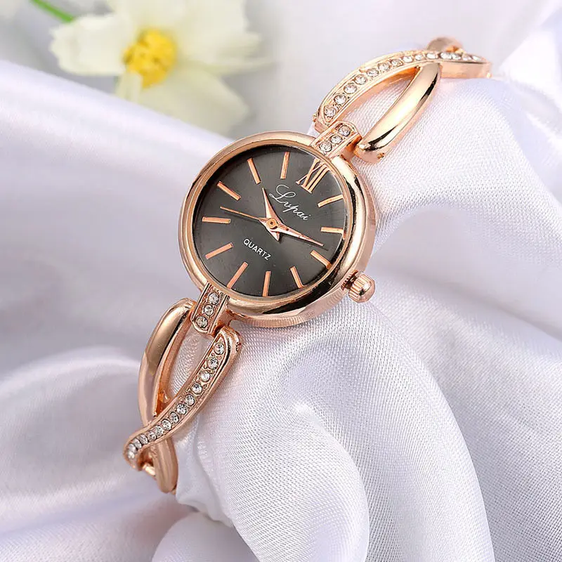 1 предмет женские Модные Нержавеющая сталь горный хрусталь браслет наручные часы
